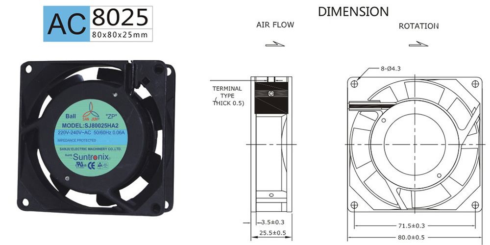 dot雷竞技官方SJ8025HA2-AC轴流电机
